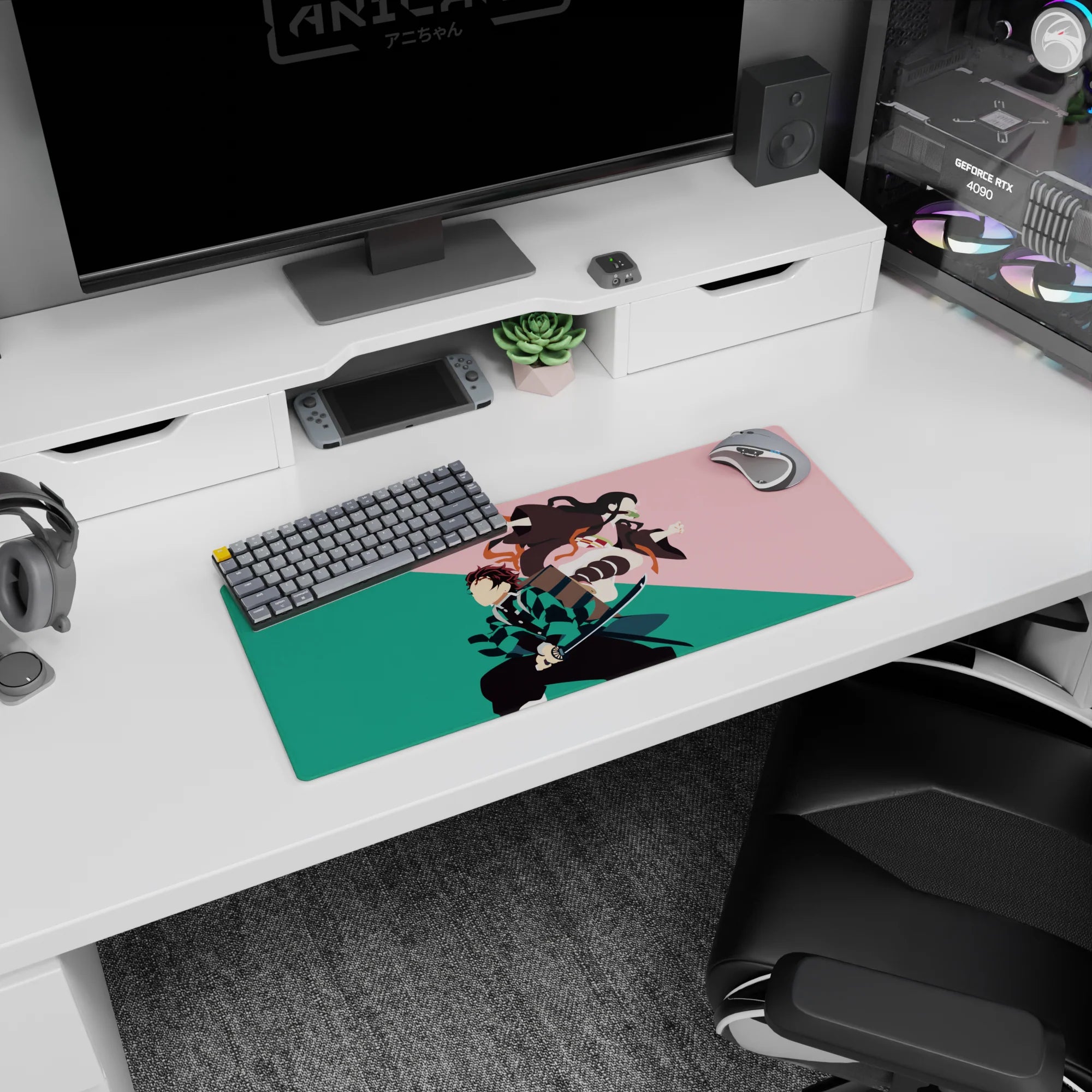 Demon Slayer Deskmat | Mousepad | Deskpad - Sibling Shadows - AniChan