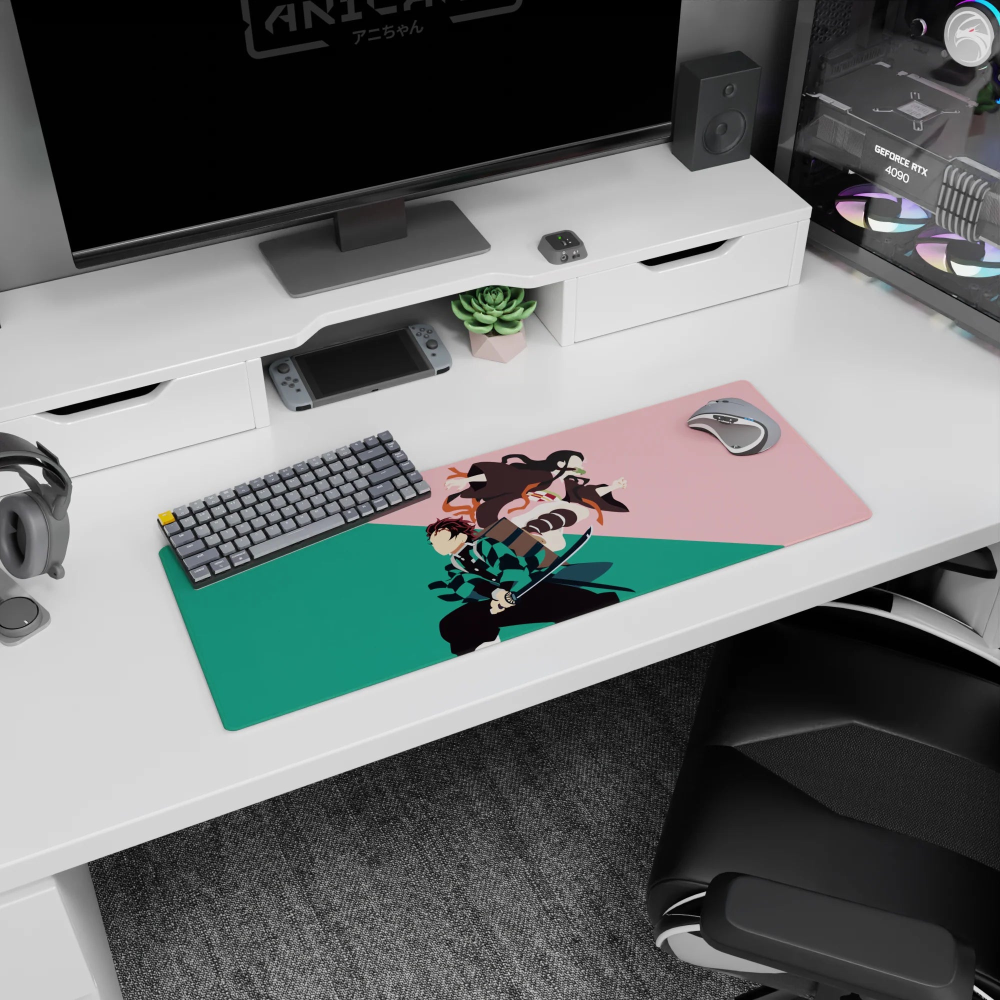 Demon Slayer Deskmat | Mousepad | Deskpad - Sibling Shadows - AniChan