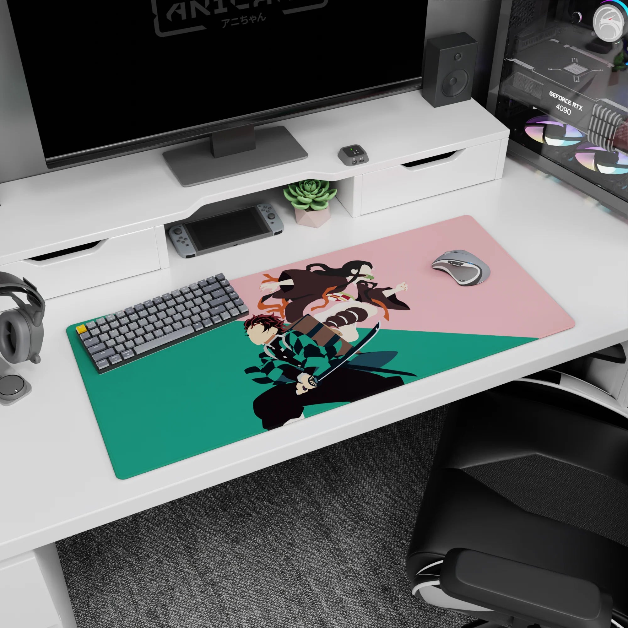 Demon Slayer Deskmat | Mousepad | Deskpad - Sibling Shadows - AniChan