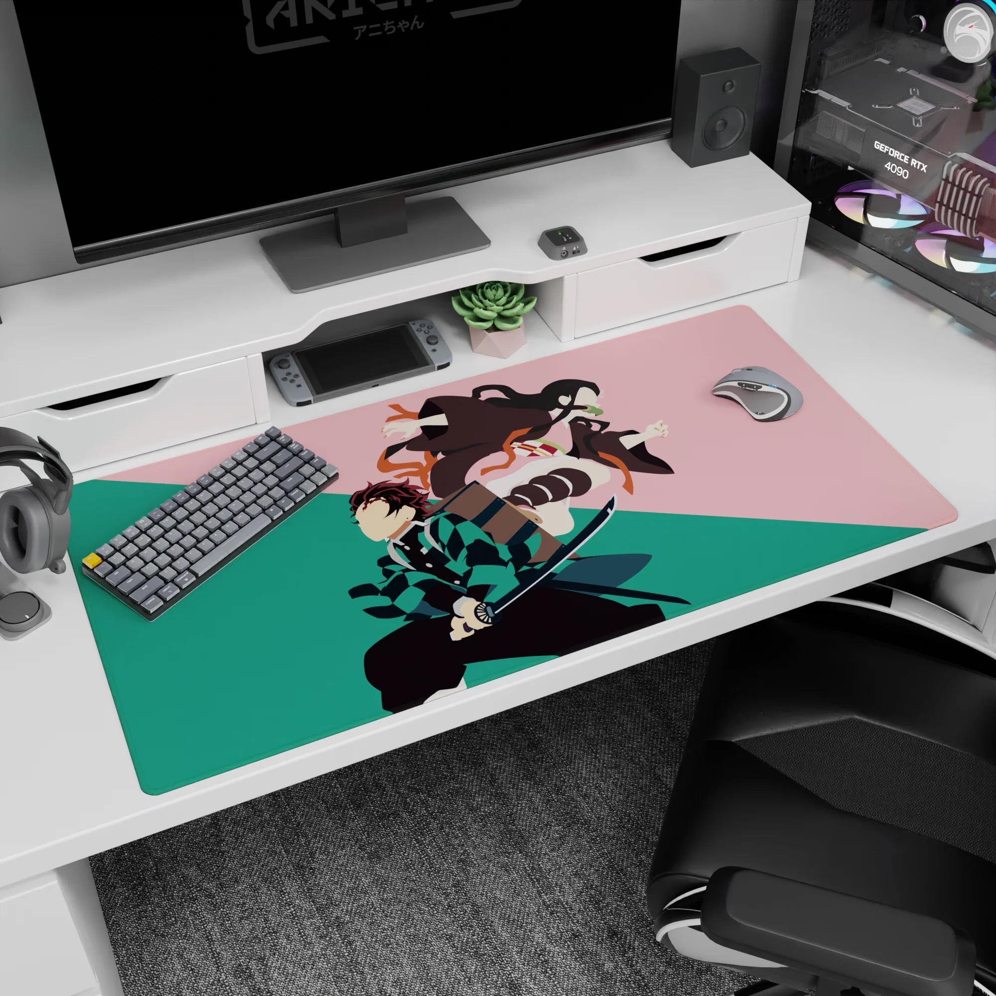 Demon Slayer Deskmat | Mousepad | Deskpad - Sibling Shadows - AniChan