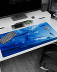 40x20 inches anime desk pad showing a lone girl in light top and short skirt gazing at a glowing sea.