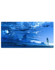 32x16 inches anime mouse pad with shoreline scene, lone girl, vast sky, and shimmering water reflections.