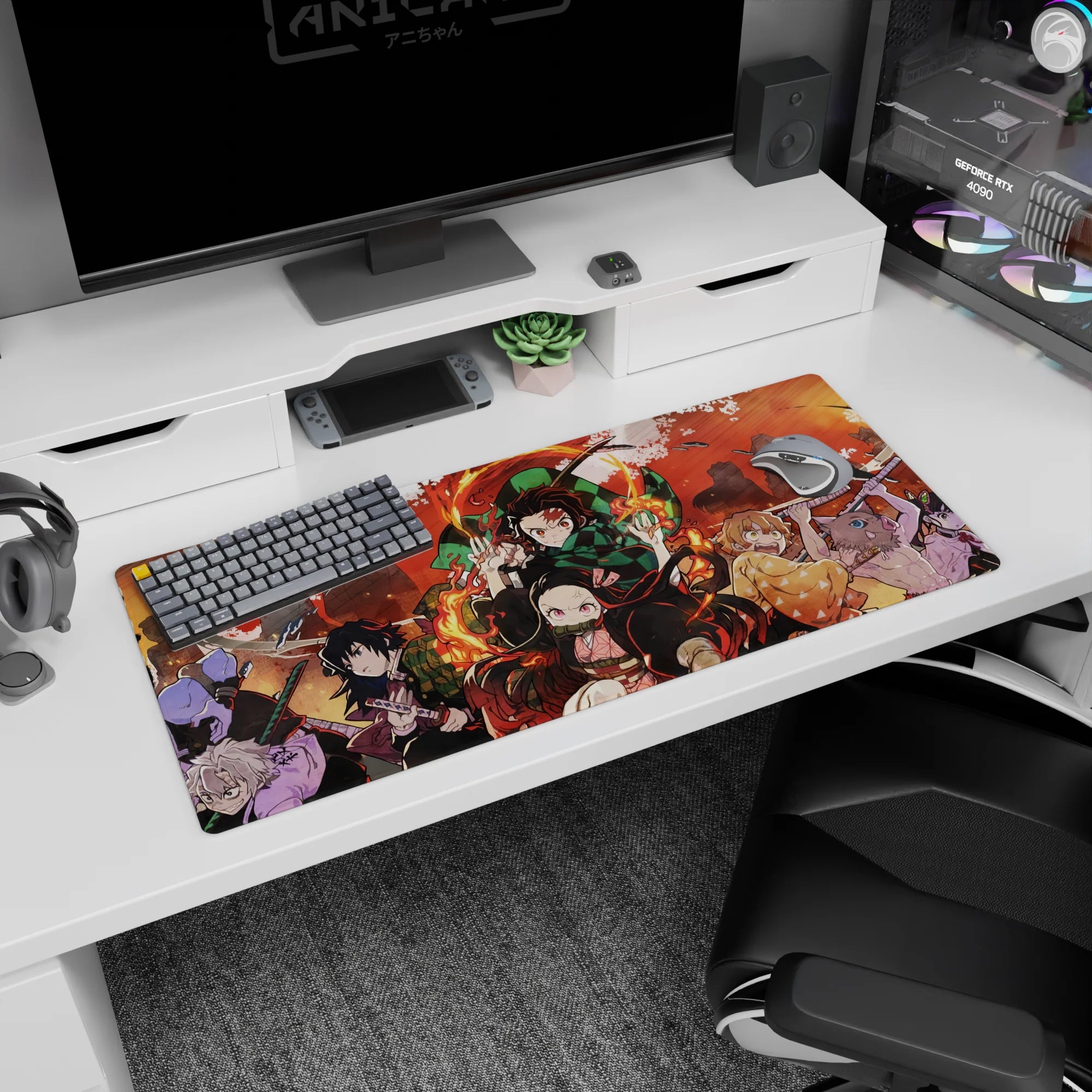 Demon Slayer Deskmat | Mousepad | Deskpad - Flames of the Demon Slayers - AniChan