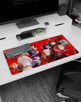 Persona 5 Royal mouse pad 32x16 inches featuring Joker, Ann, Ryuji, and Kasumi on a vibrant red background.