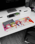 32x12 inches anime girl mouse pad featuring a bride with headphones DJing, surrounded by wedding girls.