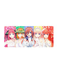 28x12 inches anime girl mouse pad with five cute brides, big blue eyes, lace gowns and wedding accessories.