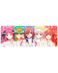 32x12 inches anime girl mouse pad with five brides in lace gowns, flower crowns, and hush pose.