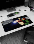 32x16 inches Yusuke Urameshi mouse pad, intense stare and finger-gun pose firing a bright spirit shot.