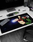 Yusuke Urameshi anime desk pad 40x20 inches, finger-gun spirit flash scene with intense stare and flare.