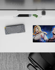 Stormy blue electric glow anime mouse pad with sparks, smooth tracking surface, 14x10 inches.