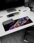 Starry deep-space scene with a swirling neon ribbon across the surface, 32x12 inches mouse pad.
