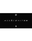 Naruto Hidden Leaf swirl and ninja symbol row with Uchiha fan anime desk pad, 36x16 inches.