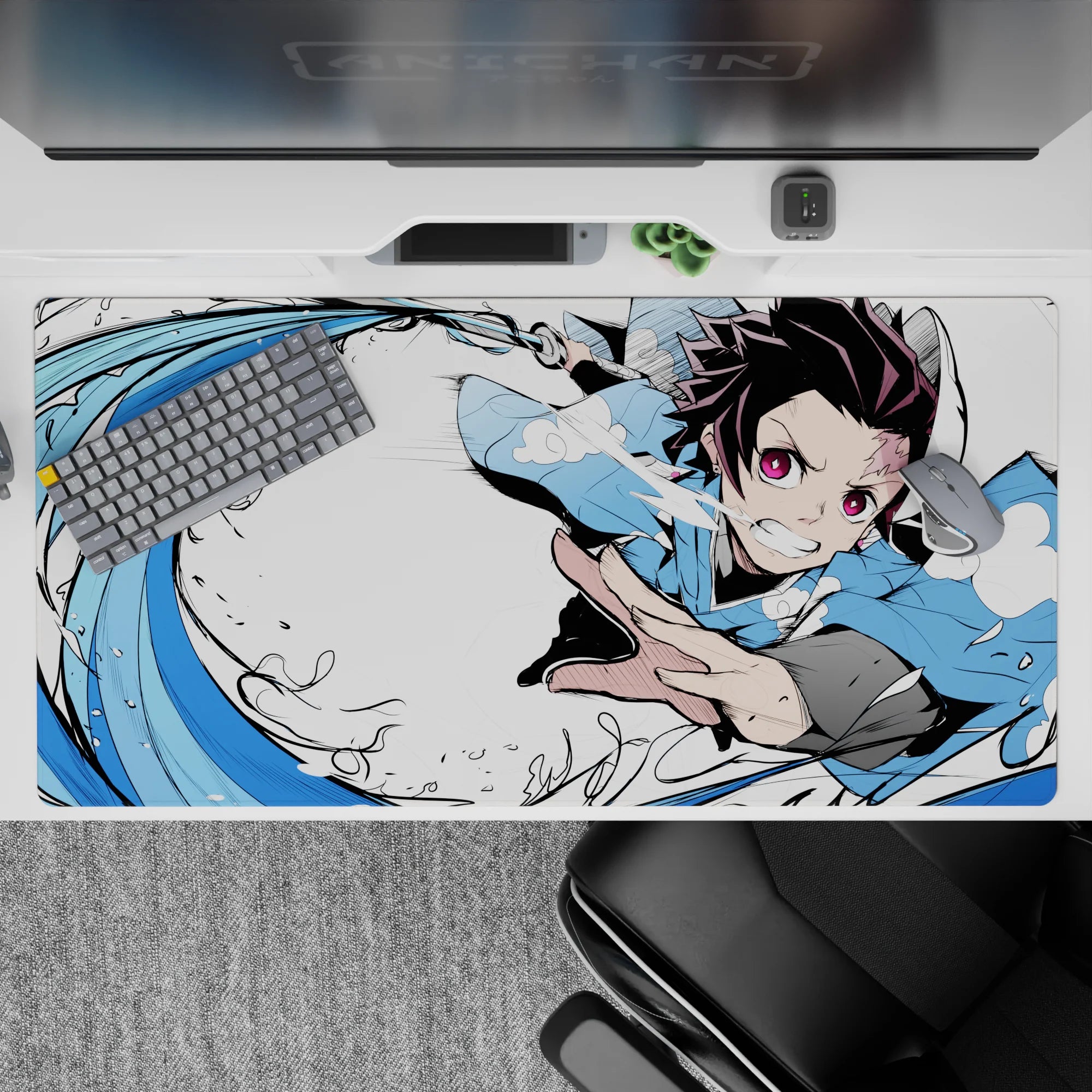 Demon Slayer Deskmat | Mousepad | Deskpad - Water Breathing Fury - AniChan