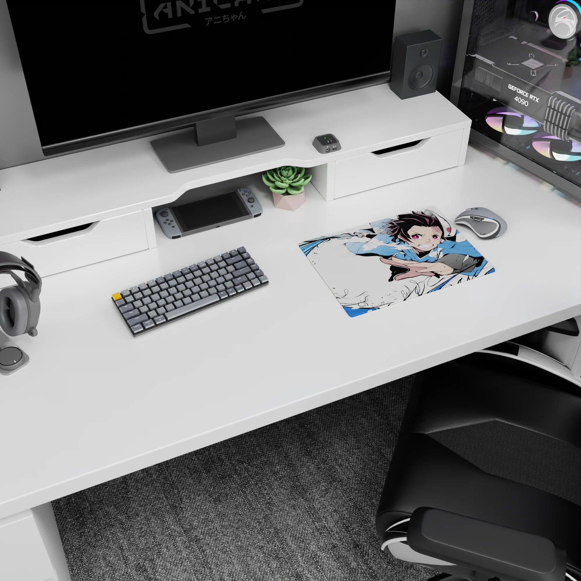 Demon Slayer Deskmat | Mousepad | Deskpad - Water Breathing Fury - AniChan