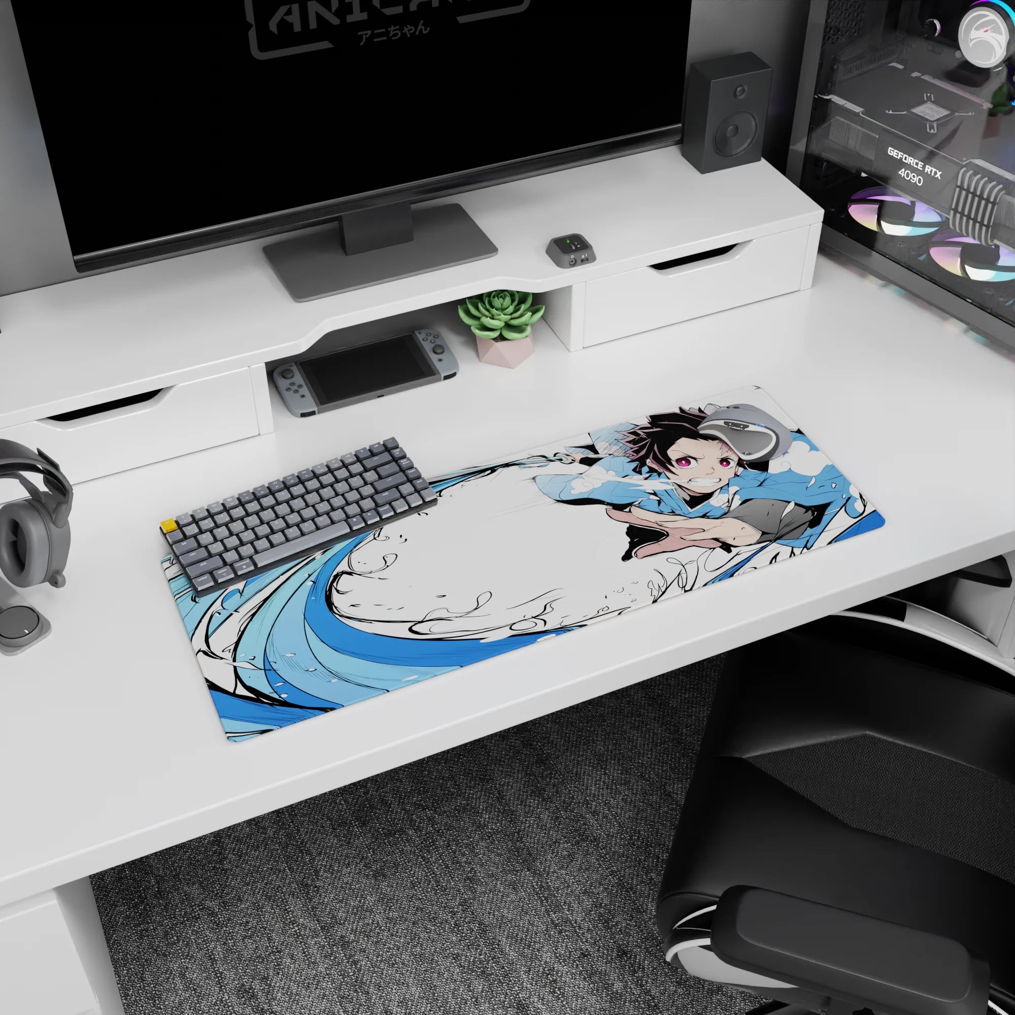 Demon Slayer Deskmat | Mousepad | Deskpad - Water Breathing Fury - AniChan