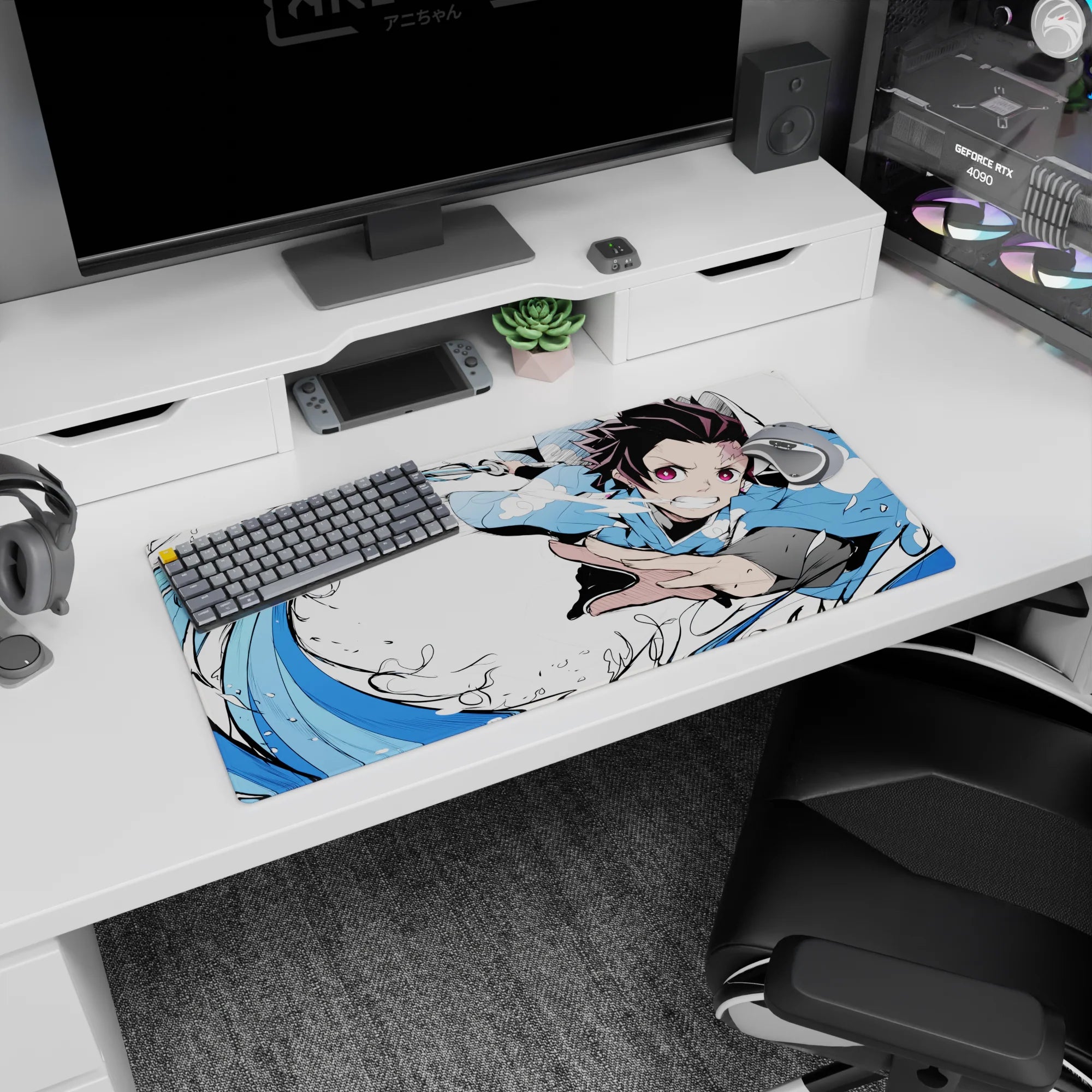 Demon Slayer Deskmat | Mousepad | Deskpad - Water Breathing Fury - AniChan