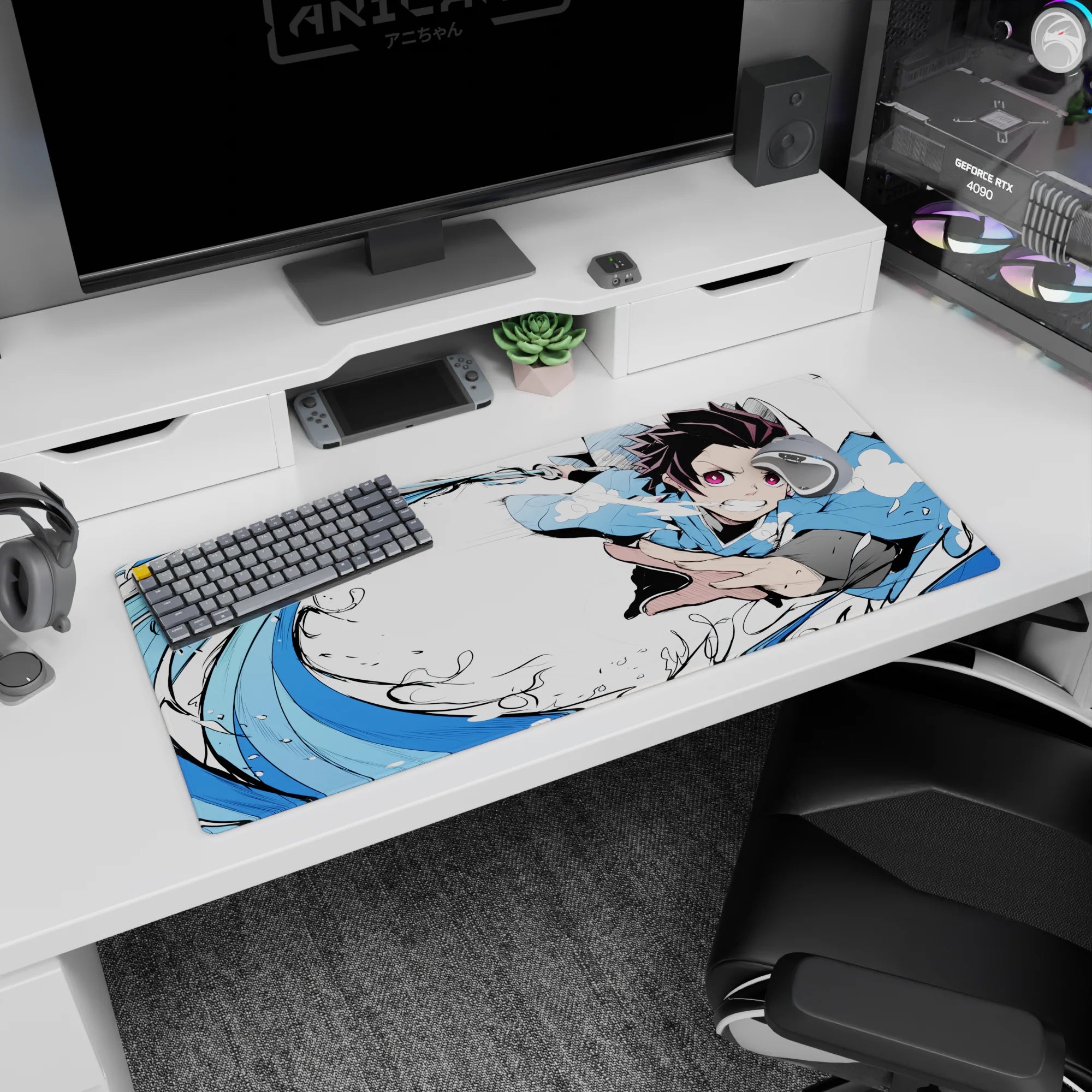 Demon Slayer Deskmat | Mousepad | Deskpad - Water Breathing Fury - AniChan