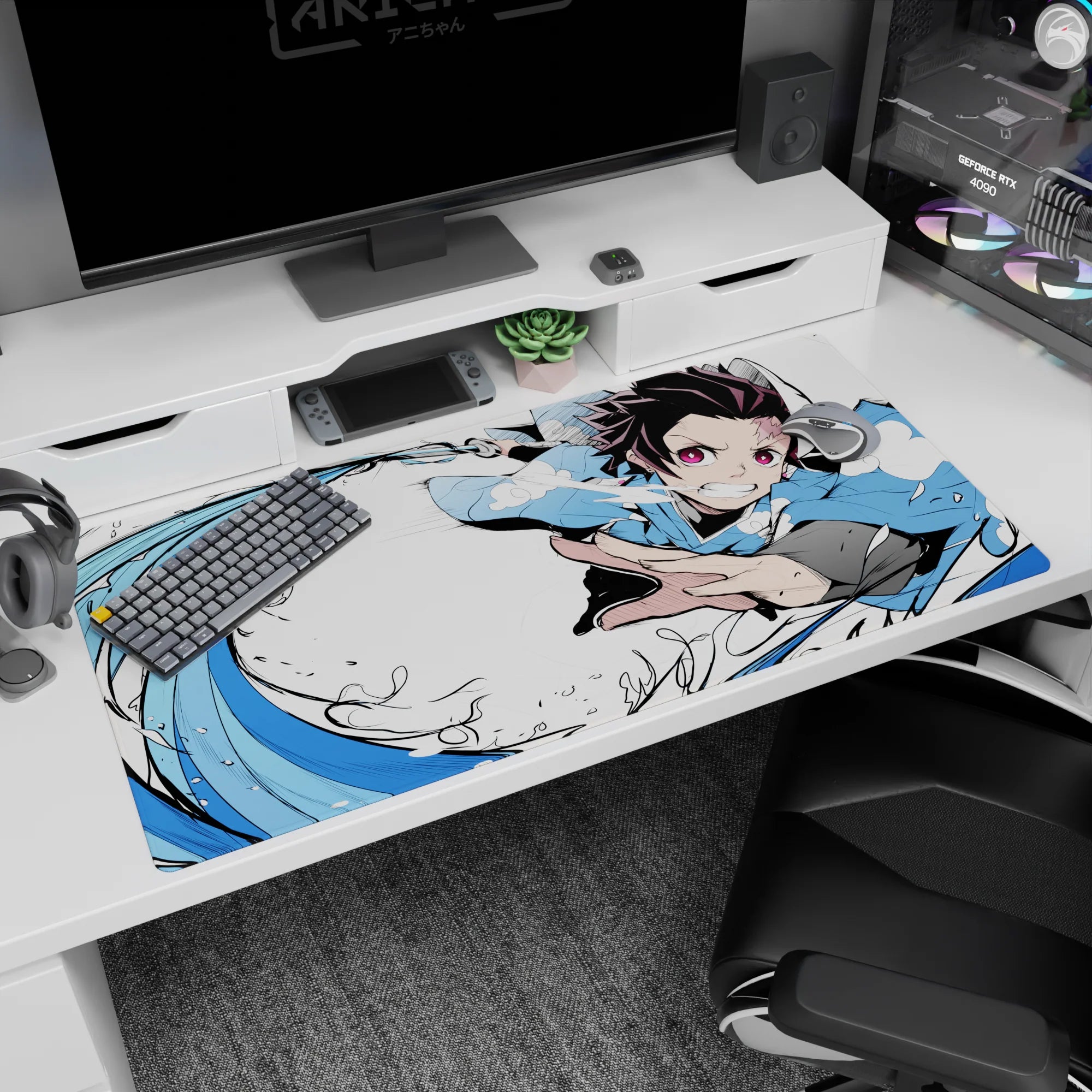 Demon Slayer Deskmat | Mousepad | Deskpad - Water Breathing Fury - AniChan