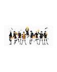 Haikyuu anime mouse pad 28x12 inches with Hinata, Kageyama, team lineup, feathers, clean white space.
