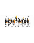 Haikyuu!! anime mouse pad 32x12 inches with team lineup, white space, sharp ink, black feathers.