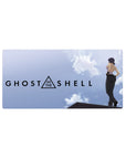 32x16 inches anime girl mouse pad with rooftop pose, sky clouds backdrop, and Ghost in the Shell lettering.