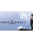 Ghost in the Shell anime girl desk pad 40x20 inches with rooftop pose, bold lettering, clean sci-fi style.