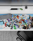 Colorful anime mouse pad 36x16 inches with playful chaos, soft clouds, and nostalgic energy.
