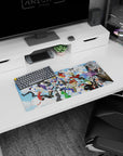 Gintoki and the Gintama crew anime mouse pad 28x12 inches racing across a bright sky scene.