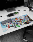Gintoki and friends anime desk pad 36x16 inches in a fast, funny sky scene with fan favorites.