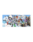 Gintama anime mouse pad 28x12 inches with a lively sky scene and crowded cast in motion.