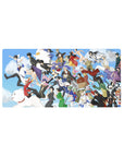 Gintama anime mouse pad 32x16 inches with a lively sky scene and a crowd of fan-favorite characters.