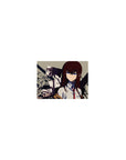 Classic anime girl mouse pad 14x10 inches with auburn hair, white shirt, red tie, and STEINS GATE text.