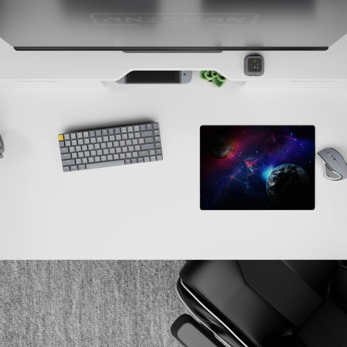 Indigo and violet gradient classic mouse pad 14x10 inches, dreamy calm sci-fi mood with inky blacks.