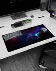 Space scene mouse pad 32x16 inches featuring a cool blue planet and a warm shadowy planet in orbit.