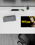 14x10 inches classic anime mouse pad with black backdrop, lightning-blond hair, and crisp modern vibe.