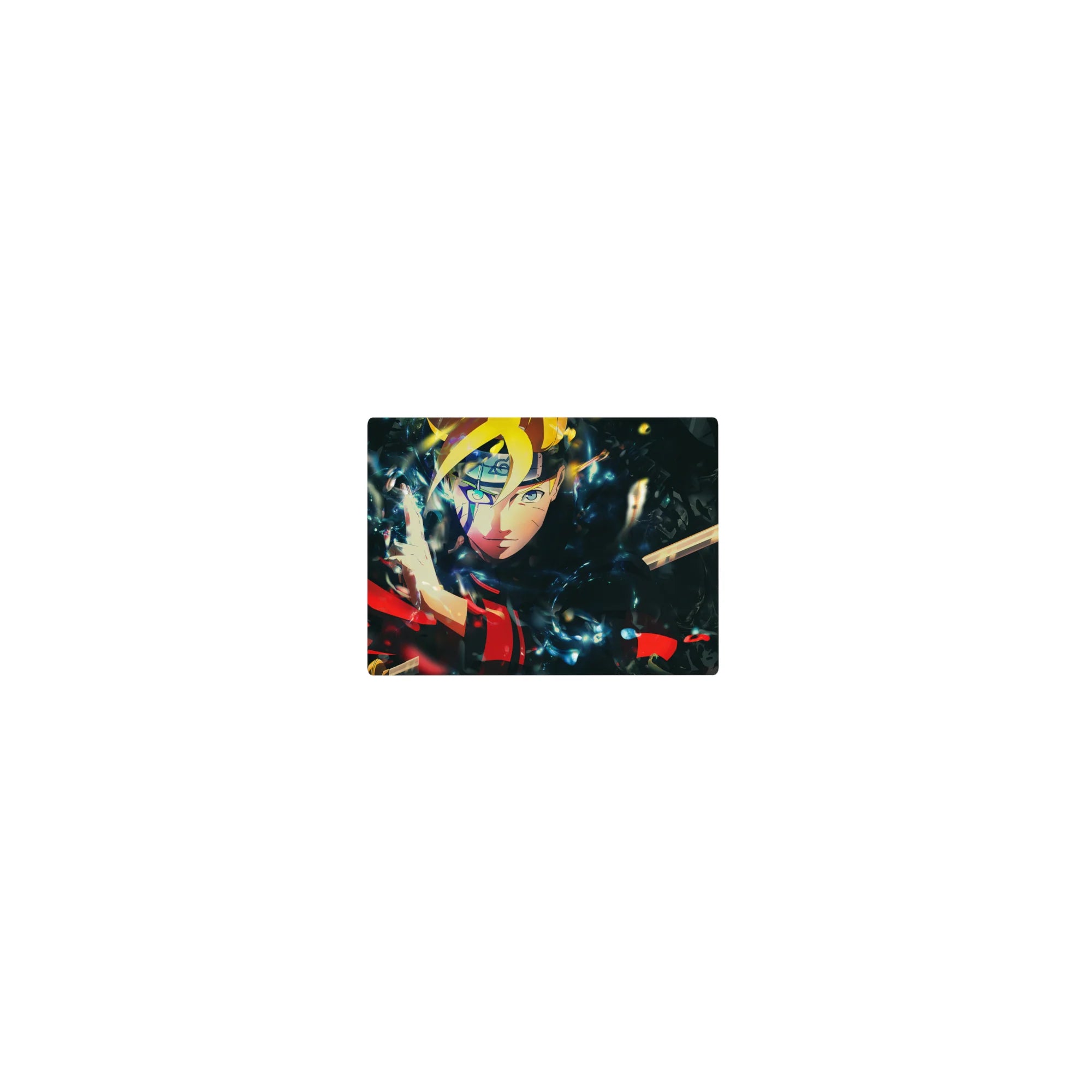 Classic anime mouse pad 14x10 inches with Boruto-inspired shard dimension art and headband glow.