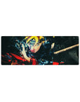 32x12 inches anime mouse pad with Boruto-inspired art, headband shine, smoky black shards, smooth glide.
