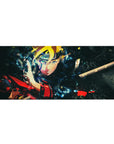 36x16 inches anime desk pad with Boruto-style ninja art, glowing headband, and shattered-dimension shards.