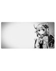 32x16 inches anime girl mouse pad with horned kimono cutie, sakura blooms, and bold round backdrop.