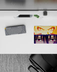 14x10 inches anime mouse pad in hot orange reds above and deep violet midnight tones below.