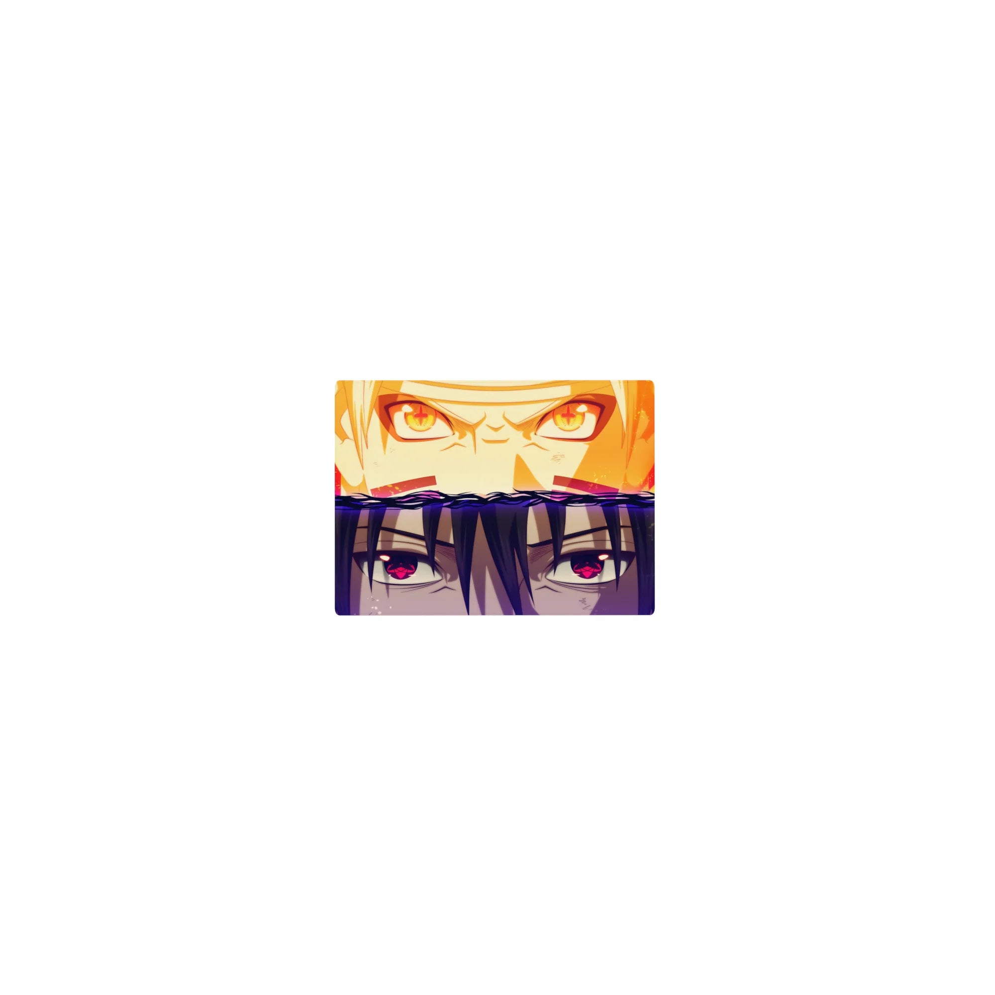 Classic anime mouse pad 14x10 inches with split wave design and detailed chakra eyes stare-down.