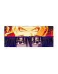 28x12 inches anime mouse pad with Naruto vs Sasuke split-wave stare-down, crisp chakra and Sharingan eyes.