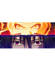 36x16 inches anime desk pad with split wave design, Naruto vs Sasuke stare-down, crisp eye details.