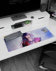 32x12 inches Naruto mouse pad featuring Jiraiya laughing in snowy sparkle, cozy mentor vibe desk mat.