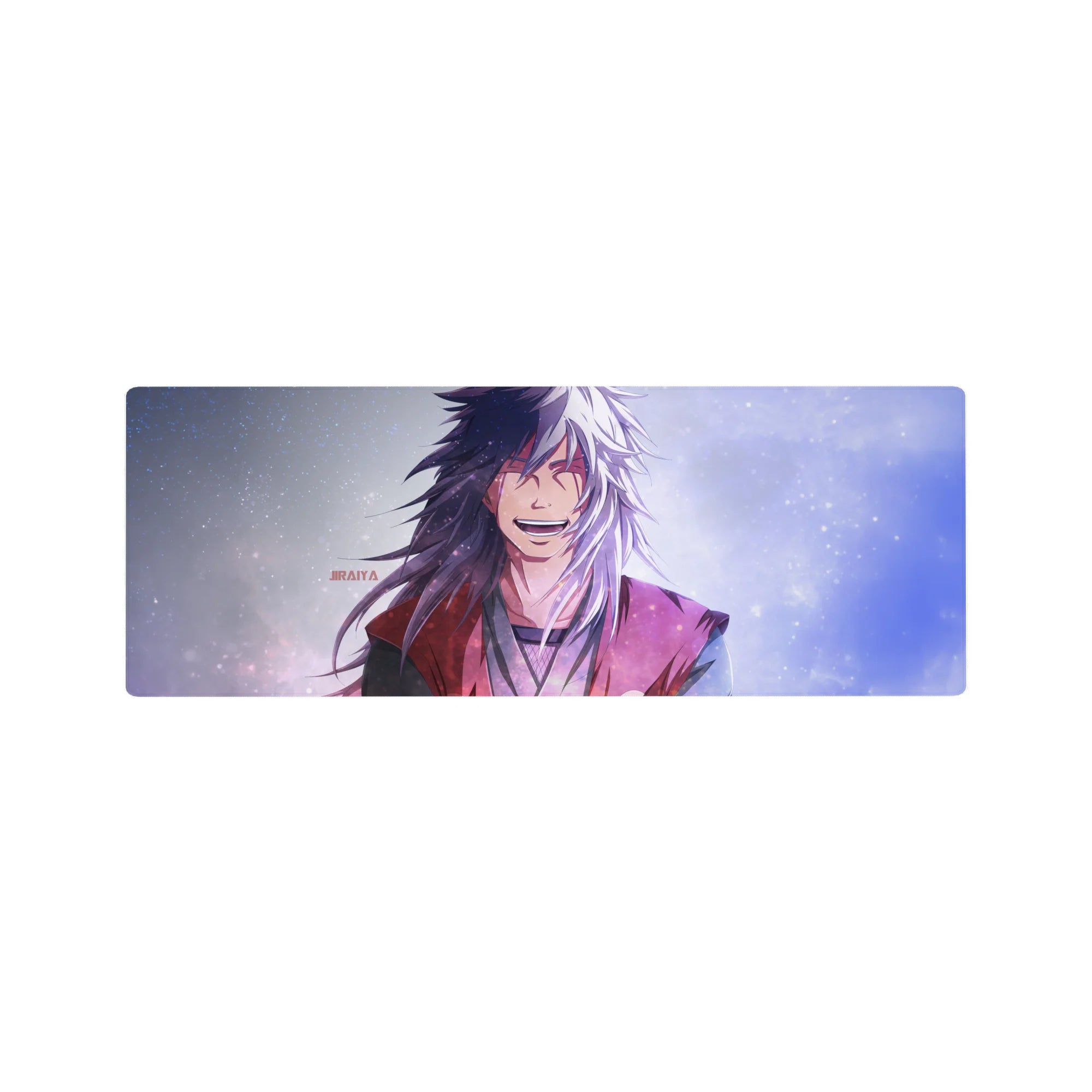 32x12 inches anime mouse pad with Jiraiya winter desk design, smooth tracking extended gaming mat.