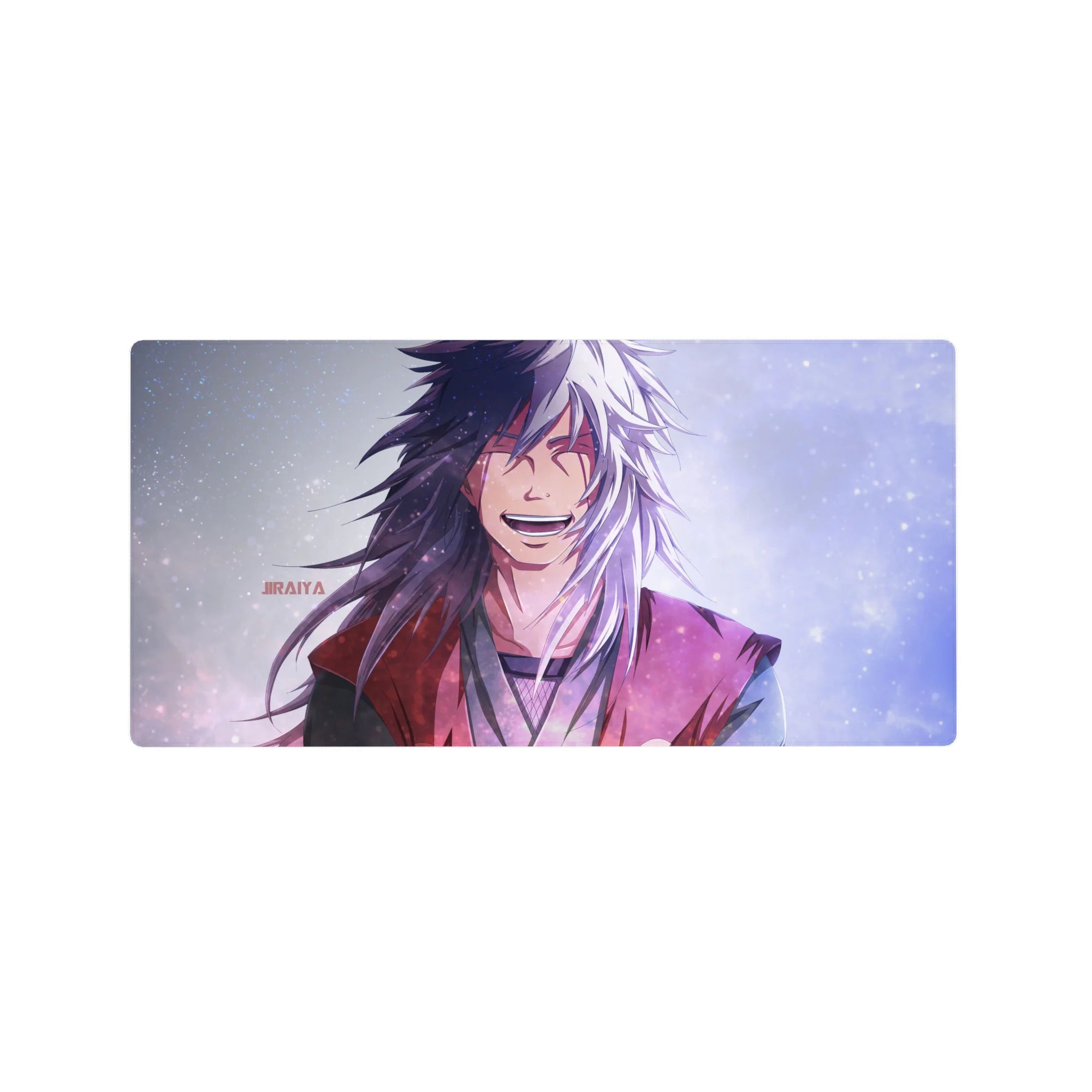 32x16 inches anime mouse pad featuring a smiling mentor-style ninja with white hair and red haori.