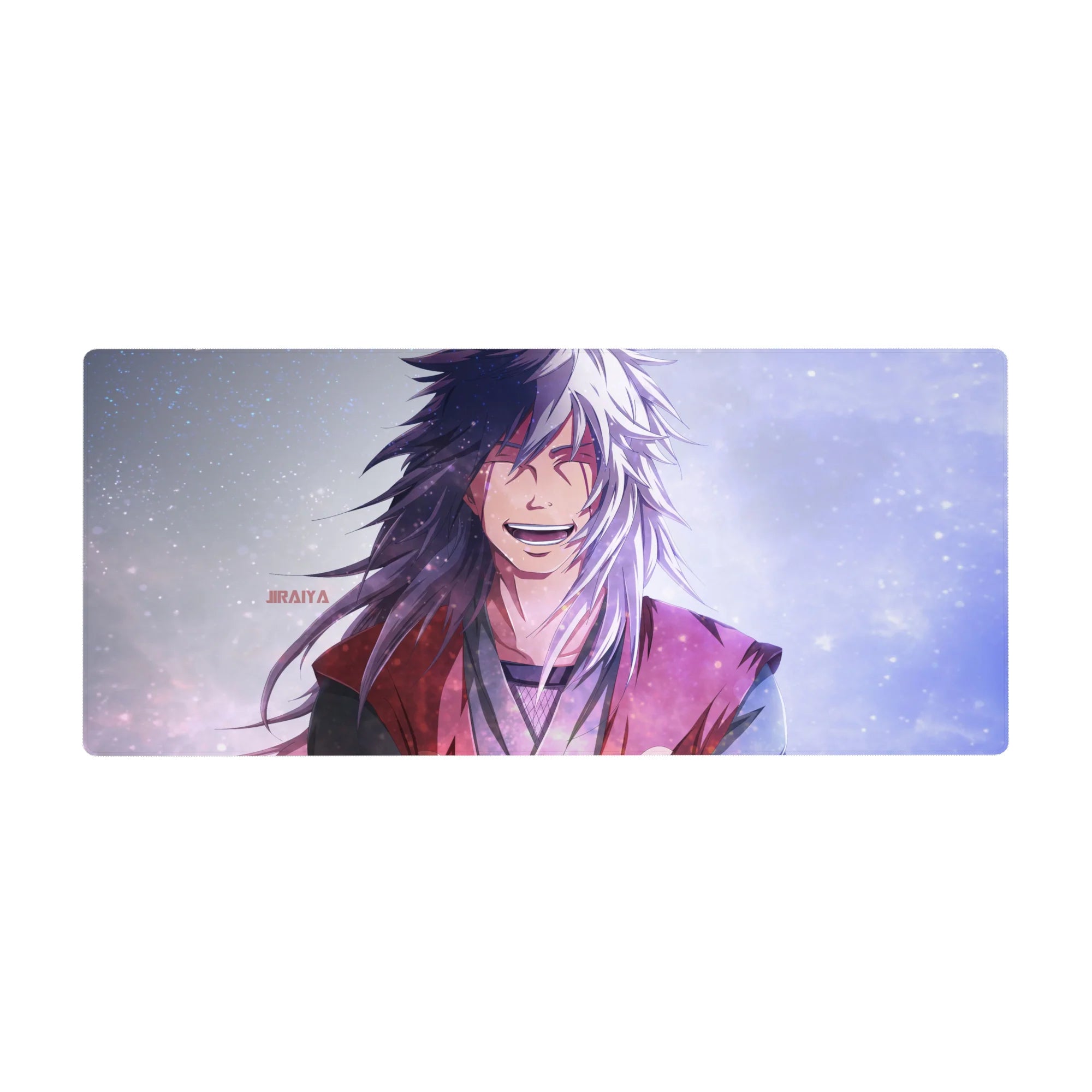 36x16 inches anime desk pad with Jiraiya-inspired winter glow, smooth gaming mouse tracking surface.