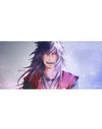 36x16 inches anime desk pad with Jiraiya-inspired winter glow, smooth gaming mouse tracking surface.