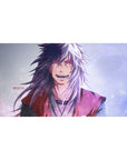Anime desk pad 40x20 inches featuring Jiraiya-inspired winter glow art, smooth gaming mouse surface.