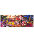 32x12 inches anime girl mouse pad with silver-haired kimono girl, butterflies, and blooming flowers.